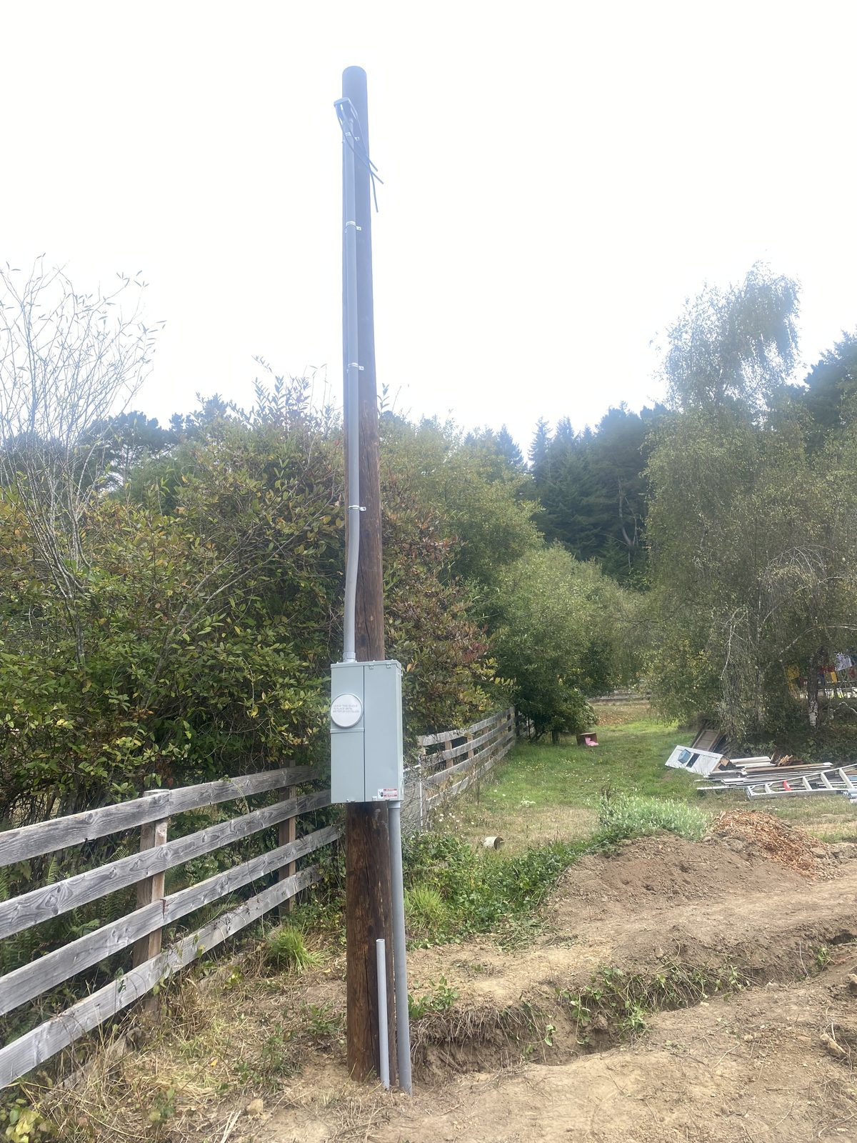 Blue Lake residence utility pole and new meter enclosure