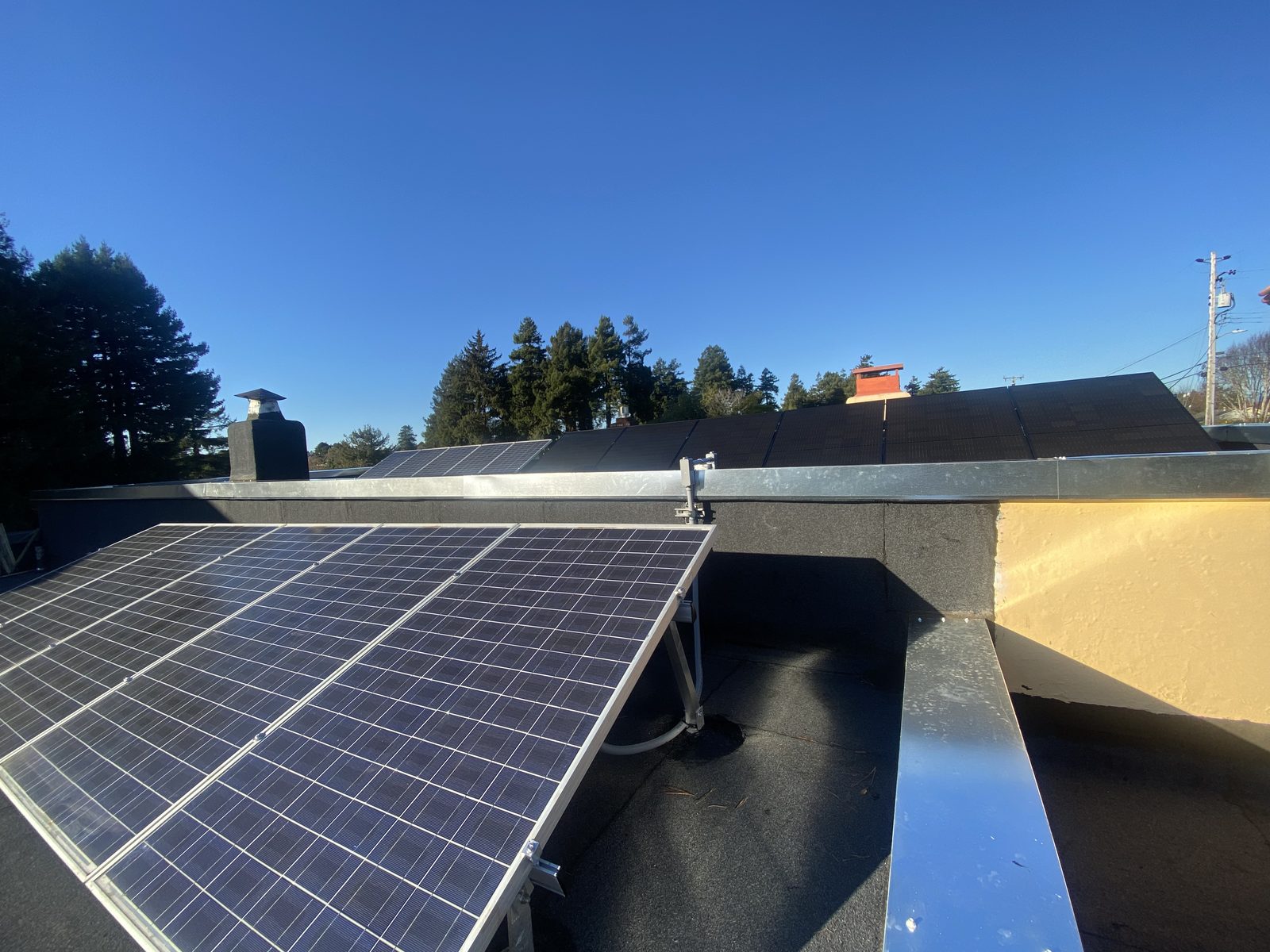 Eureka residence completed rooftop solar installation, wide view